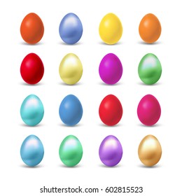 Shiny bright easter egg collection on the white background. Vector illustration. For Easter holidays.