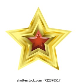 Shiny bright five-pointed star flat vector illustration