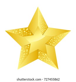 Shiny bright five-pointed star flat vector illustration