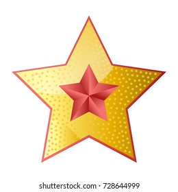 Shiny bright five-pointed star flat vector illustration