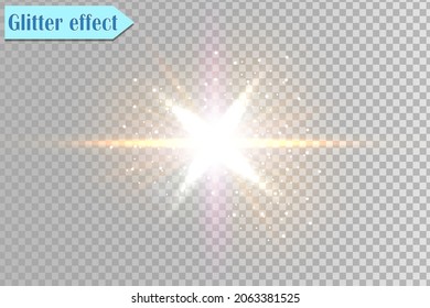 
Shiny bright flare shimmering with sparkles of light effect on the transparency grid.