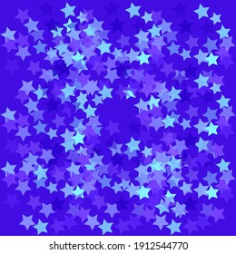 Shiny Bright Fluorescent Simple Original Night Background. Childish Violet Mint Stars Sparkle Illustration. Blue Magic Party Children Modern Design Backdrop. Light Dark Sky Seamless Vector.