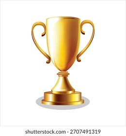 Taza brillante del trofeo del oro con dos asas, premio realista del primer lugar, premio del ganador, y Ilustración vectorial definitiva del éxito
