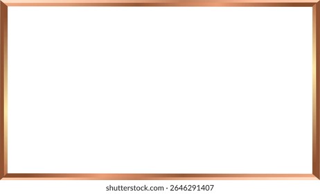Shiny bronze metal gradient frame border on transparent background vector illustration