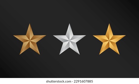 Shiny Bronze Silver Gold Stars Shape Set