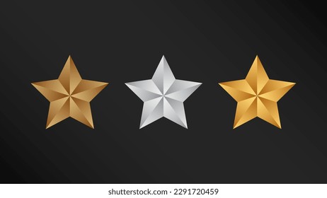 Shiny Bronze Silver Gold Thick Stars Shape Set