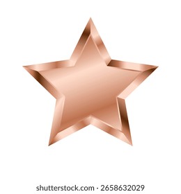 Icono de estrella de bronce brillante con efecto metálico 3D y degradado cálido. Ideal para premios, logros, clasificación, certificados, App, juegos y decoraciones con estilo. Aislado sobre fondo blanco.