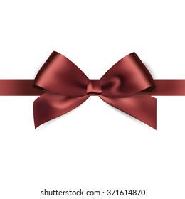 Shiny brown satin ribbon on white background