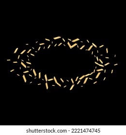 Shiny Brush Vector Black Background. Gold Dust Isolated Postcard. Glitter Golden Invitation. Swirl Luxury Wallpaper.