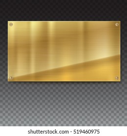 Shiny brushed metal gold, yellow plate banners on white background Stainless steel background, vector illustration for you