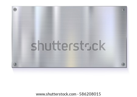 Shiny brushed metal plate banners on white background Stainless steel background, vector illustration for you