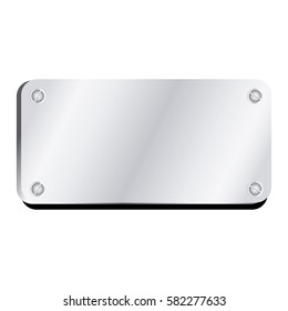 Shiny brushed metal plate with screws vector illustration
