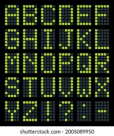 Shiny bulb count square lcd led logo typeface element set bright red color modern art style. Closeup dark neon travel club termin device grid dial table counter indicate typeset collection web design