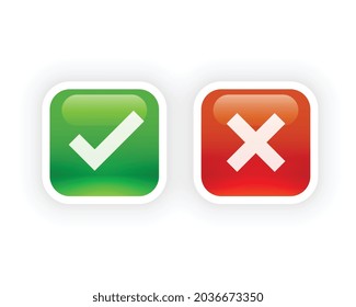 shiny button style check mark and cross symbols