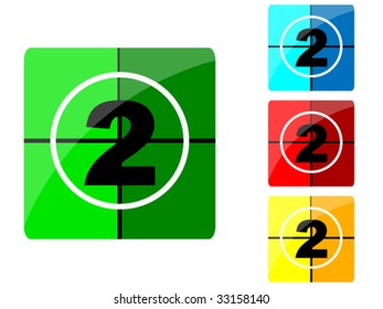 shiny buttons with number two inside