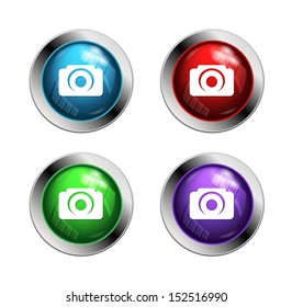 Shiny camera buttons: red, green and blue