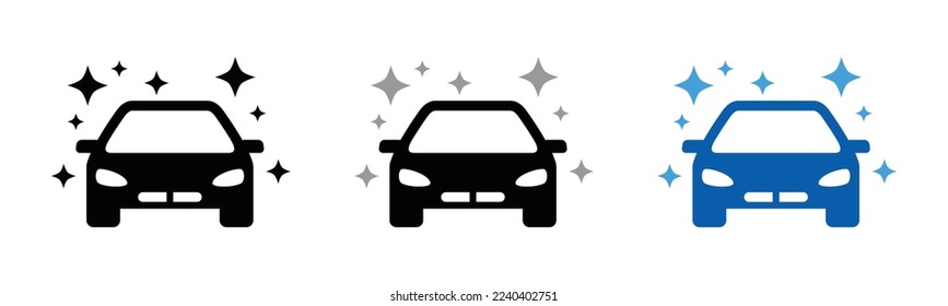 Vector de icono de coche brillante. Vector de icono de lavado de coches. Símbolo de signo de icono de lavado con lápiz. Icono de coche brillante para aplicaciones o sitios web, ilustración de símbolo