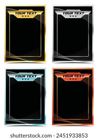 Shiny card photo frame layout set with abstract background 