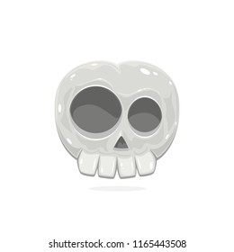 Shiny cartoon skull isolated on white background, illustration.