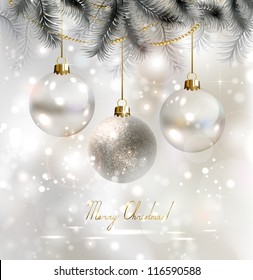 Shiny Christmas background with three evening balls