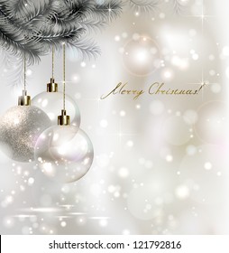 Shiny Christmas background with three evening balls