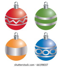 shiny christmas bauble decorations isolated on white