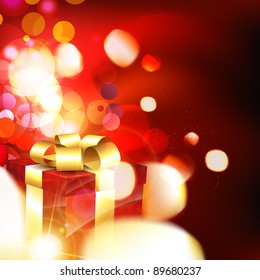 shiny christmas gift box glowing background