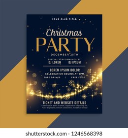 shiny christmas golden sparkles party flyer design template