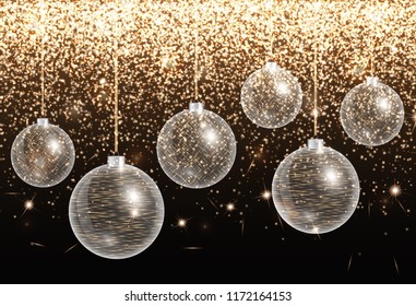 Shiny Christmas illustration with balls and bright backdrop