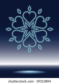 shiny christmas snowflake made from sparkling water-drops