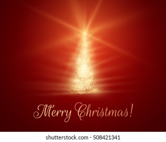 Shiny Christmas tree  background. Vector eps10.