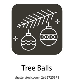 Icono brillante del Vector de las bolas del árbol de navidad para el diseño de saludo de Festiva