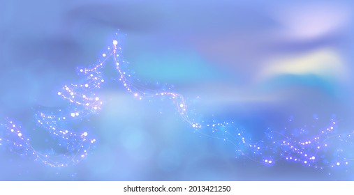 Shiny christmas tree on abstract blue background. vector