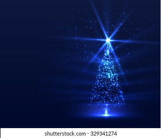 Shiny christmas tree vector background. Vector eps10.