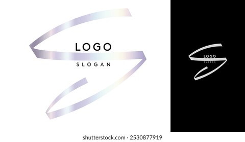Shiny chromatic letter S, metallic monogram with shiny chrome iridescent gradient for streetwear fashion, music label, skate brand, urban art, graffiti-inspired products, modern tech company