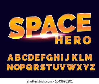 Shiny Chrome alphabet retro font. Sci-fi future style. Vector typeface for flyers, headlines, posters etc