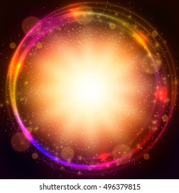 Shiny circle frame retro background. Vector illustration