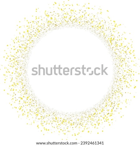Shiny circle with gold confetti isolated on transparent background. Abstract luxury backdrop golden sparkles shape decoration for Christmas or New year's eve celebration. Vector illustration 