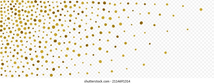 Shiny Circle Modern Vector Panoramic Transparent Background. Bridal Sparkle Illustration. Yellow Round Paper Texture. Polka Falling Pattern.