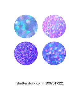 Shiny Circles Backgrounds with Bokeh. Abstract Vector Holographic Textures.