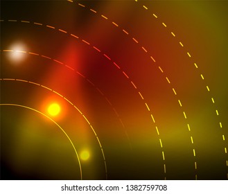 Los círculos brillantes brillan por el fondo abstracto. Ilustración del vector