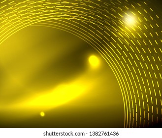 Los círculos brillantes brillan por el fondo abstracto. Ilustración del vector