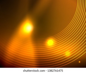 Los círculos brillantes brillan por el fondo abstracto. Ilustración del vector