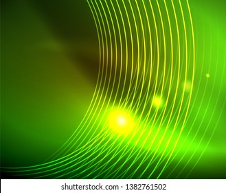 Los círculos brillantes brillan por el fondo abstracto. Ilustración del vector