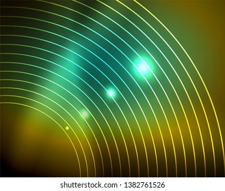 Los círculos brillantes brillan por el fondo abstracto. Ilustración del vector