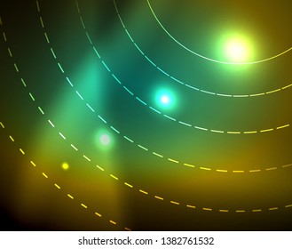 Shiny circles glowing abstract background. Vector illustration