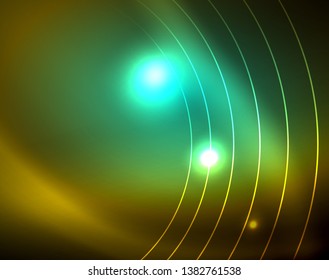 Leuchtende Kreise leuchten auf abstraktem Hintergrund. Vektorgrafik