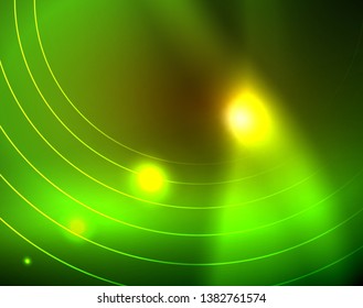Los círculos brillantes brillan por el fondo abstracto. Ilustración del vector