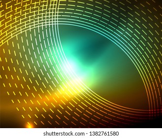 Shiny circles glowing abstract background. Vector illustration