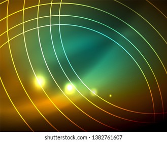Shiny circles glowing abstract background. Vector illustration